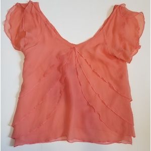 Coral Ruffled Top